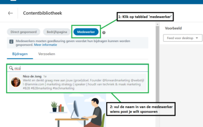 LinkedIN Influencer Ads; Sponsor posts van medewerkers!