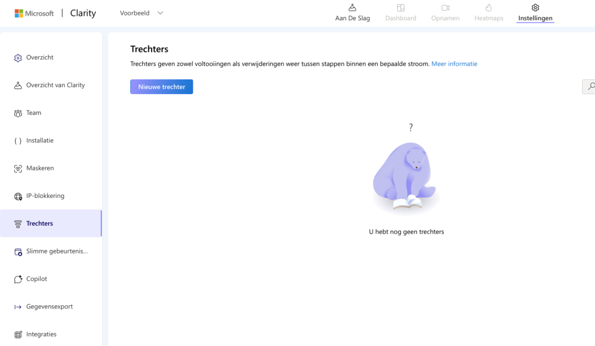 Microsoft Clarity trechters maken