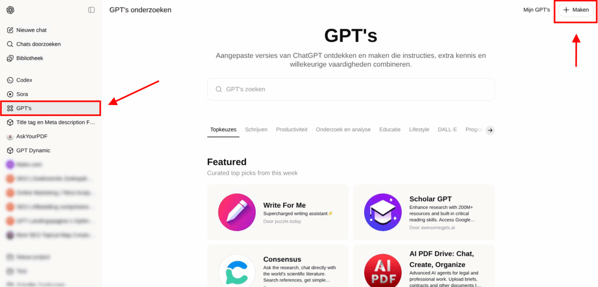 Custom GPT maken binnen ChatGPT